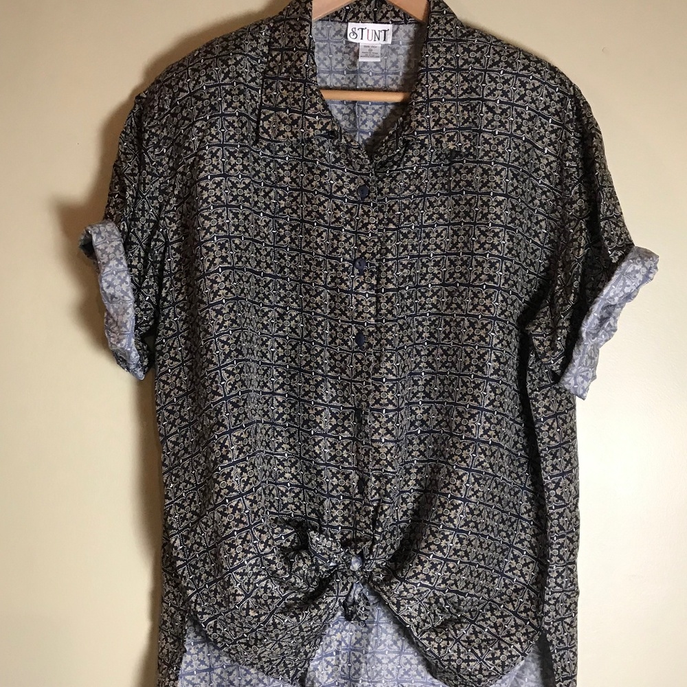 VTG Oversized Menswear Inspired Silk Camp Shirt 1X